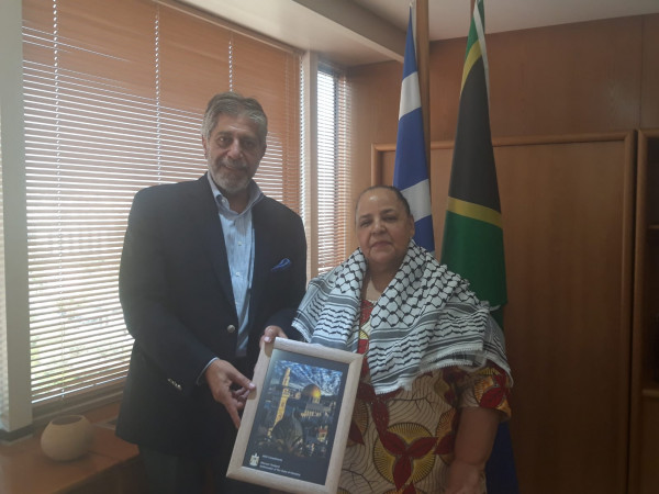 سفير دولة فلسطين لدى اليونان يلتقي سفير جنوب افريقيا لدى اليونان