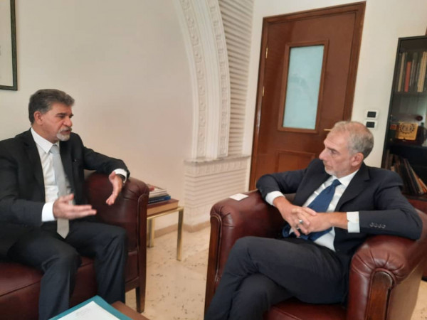 عبد الهادي يبحث مع السفير الإيطالي في سوريا آخر مستجدات القضية الفلسطينية