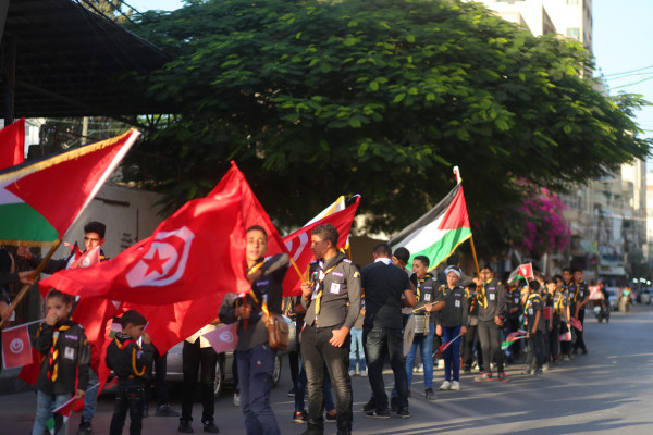 جمعية الاخوة الفلسطينية التونسية تنظم احتفال "خرجة العلم 6" في الجندي المجهول