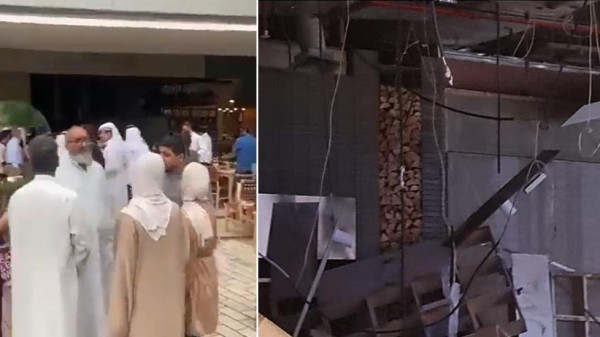 بالفيديو: انهيار سقف مطعم على رؤوس الزبائن في أشهر مركز تجاري بالكويت