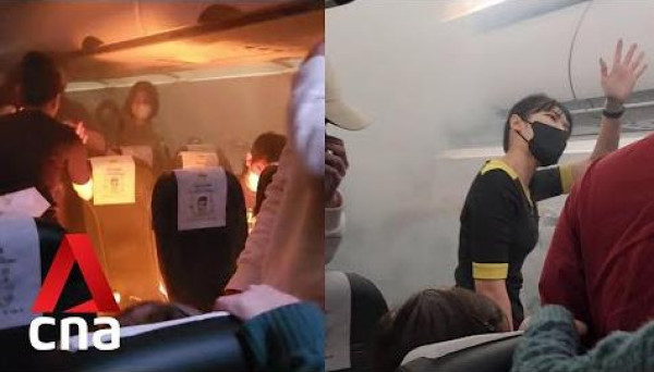 بالفيديو: (باور بانك) يشعل حريقاً بطائرة ركاب متوجهة إلى سنغافورة