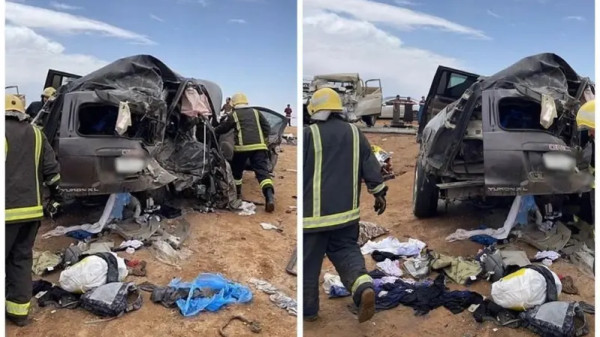 وفاة 6 أشقاء بحادث سير مروع بالسعودية