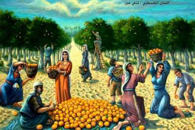 من لوحات الفنان الفلسطيني فتحي غبن