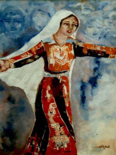 من لوحات الفنانة الفلسطينية لطيفة يوسف