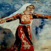 من لوحات الفنانة الفلسطينية لطيفة يوسف